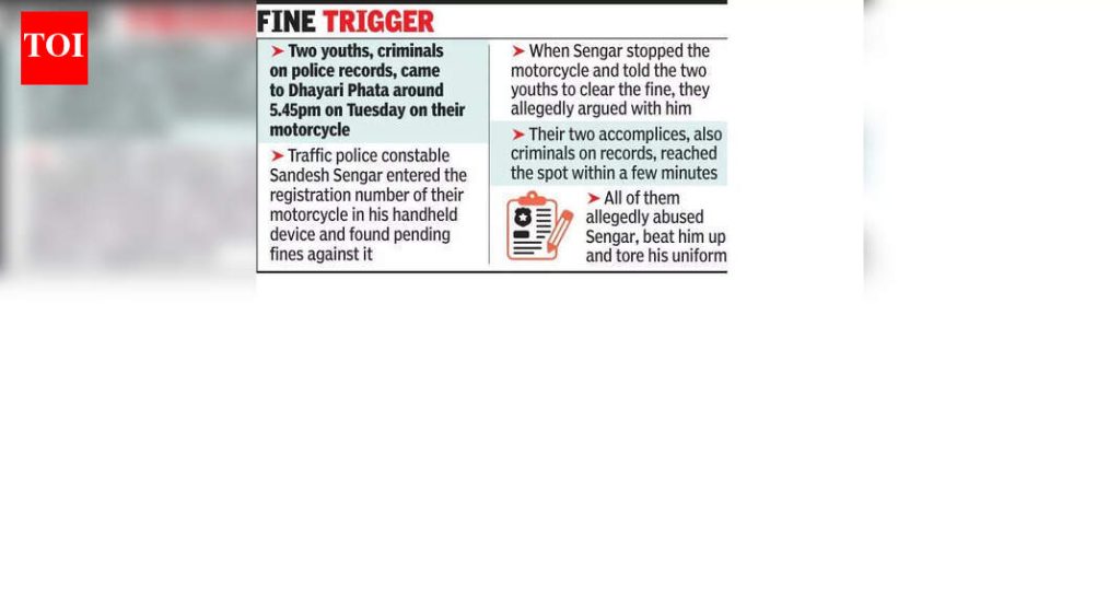 पोलिसांच्या रेकॉर्डवरील गुन्हेगारांनी धायरी फाटा येथे वाहतूक पोलिस हवालदाराला मारहाण केली