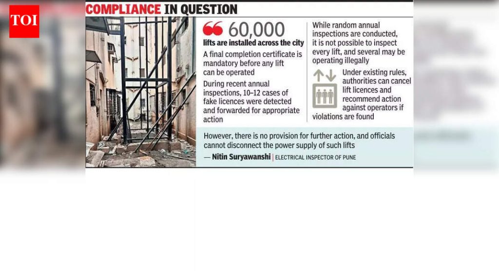 लिफ्टचा परवाना बनावट आढळल्यानंतर पुणे कॅम्पमधील गीता सोसायटीतील रहिवाशांनी सुरक्षेचा मुद्दा उपस्थित केला