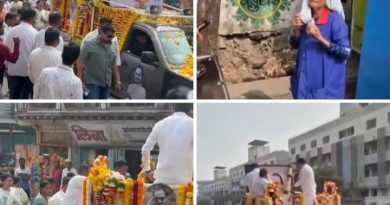 जनसामान्यांचा अजितदादा ना अखेरचा मुजरा रक्षा कलश दर्शन यात्रा तळेगाव शोकसागरात