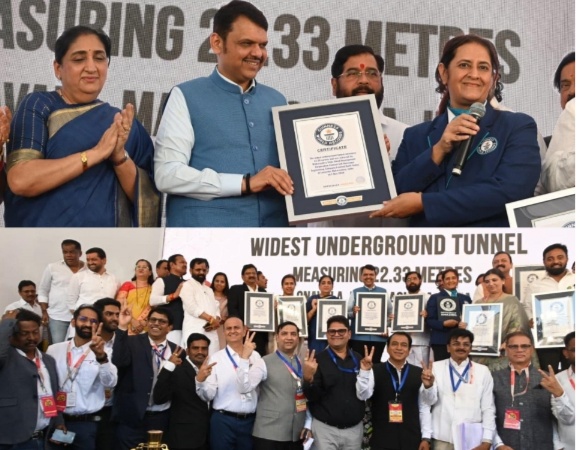 सह्याद्रीच्या कड्यावरून जागतिक झेंडा फडकला:मिसिंग लिंक च्या महा बोगद्याची गिनिज बुक मध्ये दिमाखात नोंद