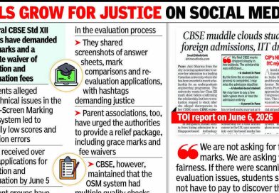 CBSE विद्यार्थ्यांनी मूल्यमापनातील त्रुटींवर ग्रेस मार्क्स, फी माफीची मागणी केली आहे CBSE विद्यार्थ्यांनी मूल्यमापनातील त्रुटींवर ग्रेस मार्क्स, फी माफीची मागणी केली आहे