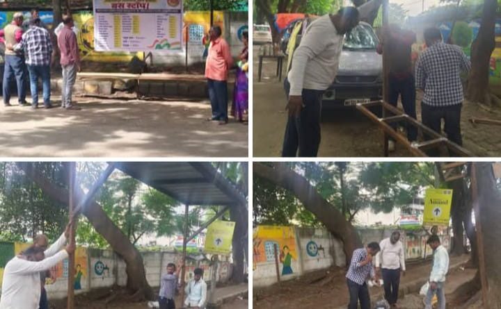 तळेगाव दाभाडे येथे लोकसहभागातून बसथांबा:नागरिकांनी दिला प्रशासनाला कृतीचा धडा